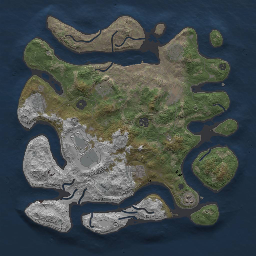 Rust Map: Procedural Map, Size: 3800, Seed: 874384, 15 Monuments