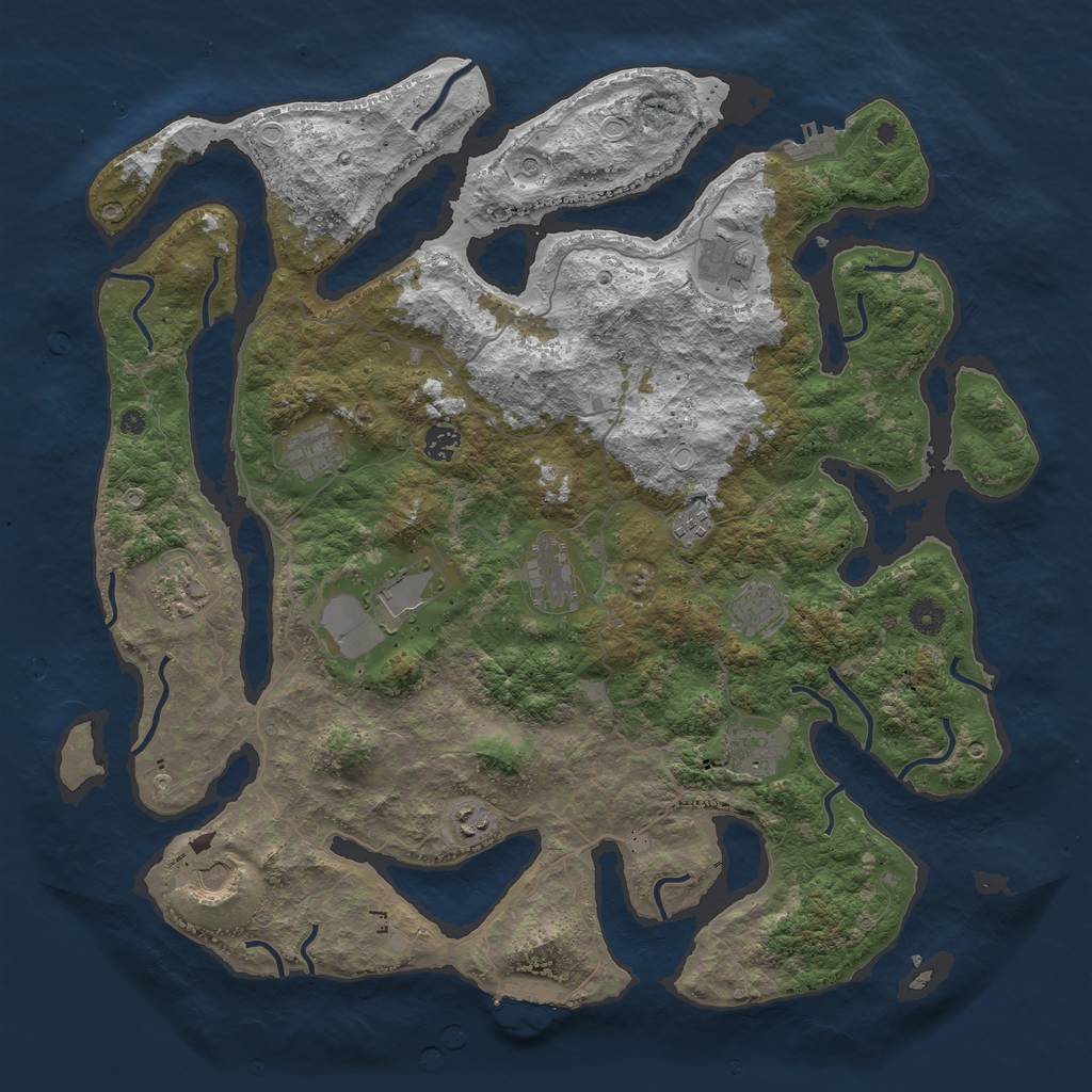 Rust Map: Procedural Map, Size: 4501, Seed: 64213262, 19 Monuments