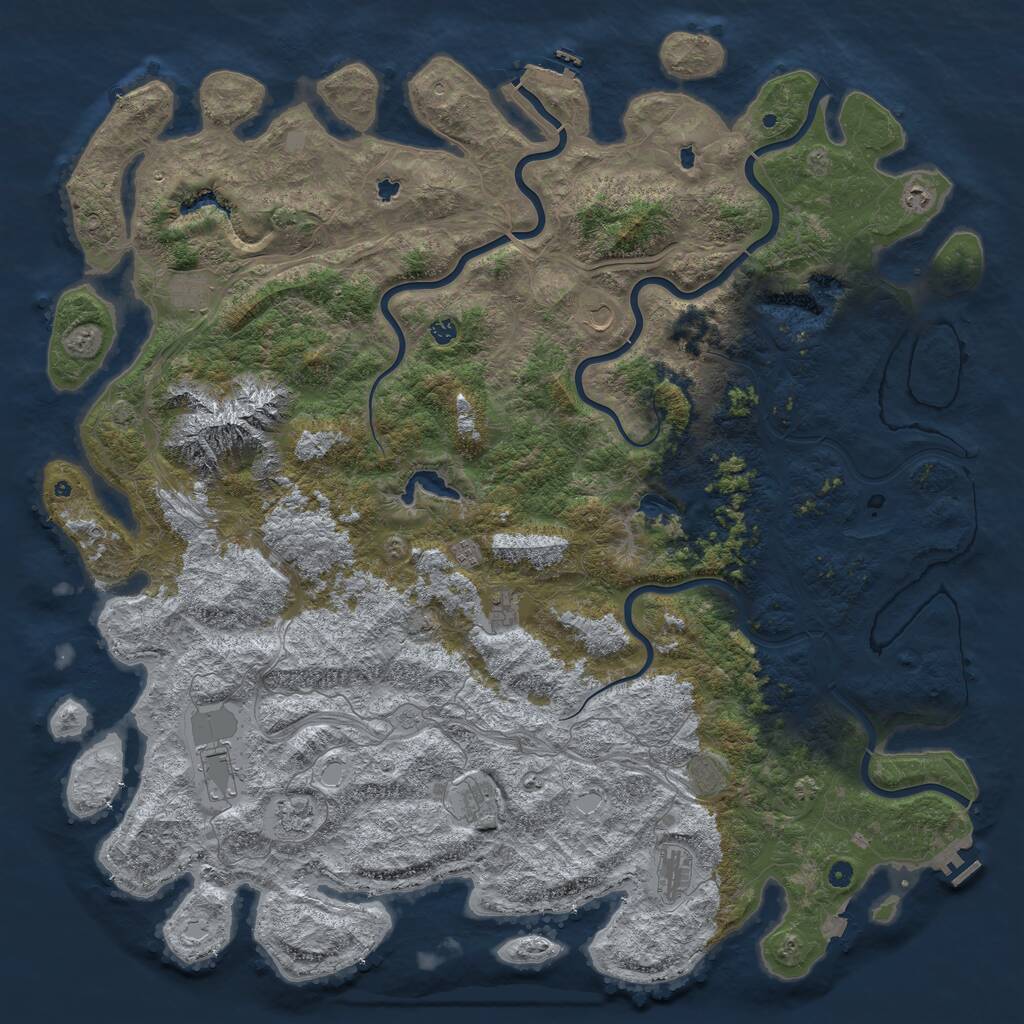Rust Map: Procedural Map, Size: 6000, Seed: 65360348, 17 Monuments