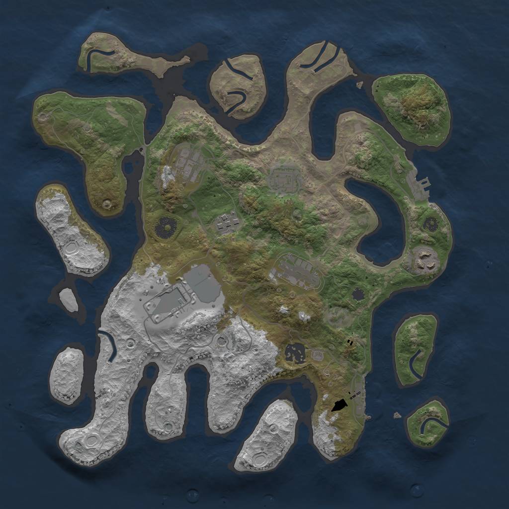 Rust Map: Procedural Map, Size: 3500, Seed: 2974, 15 Monuments