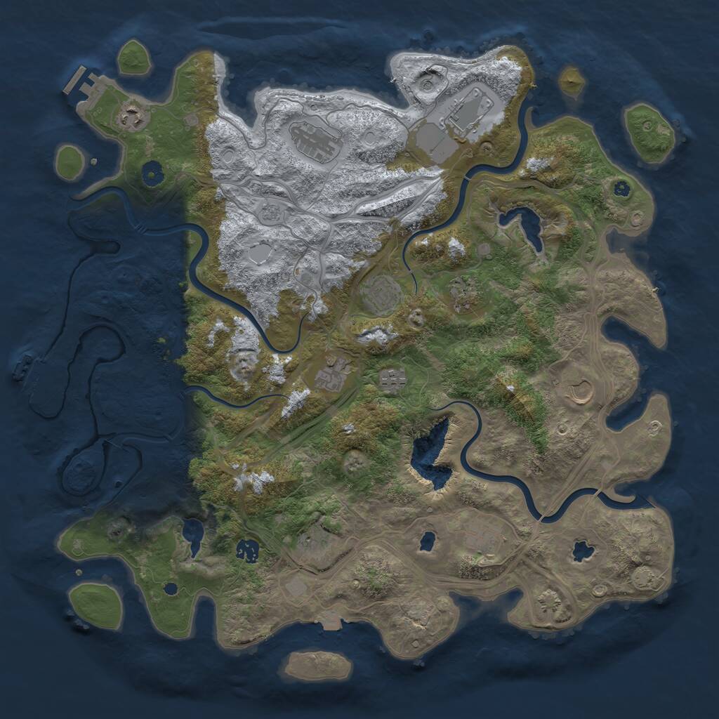 Rust Map: Procedural Map, Size: 4500, Seed: 28251436, 17 Monuments