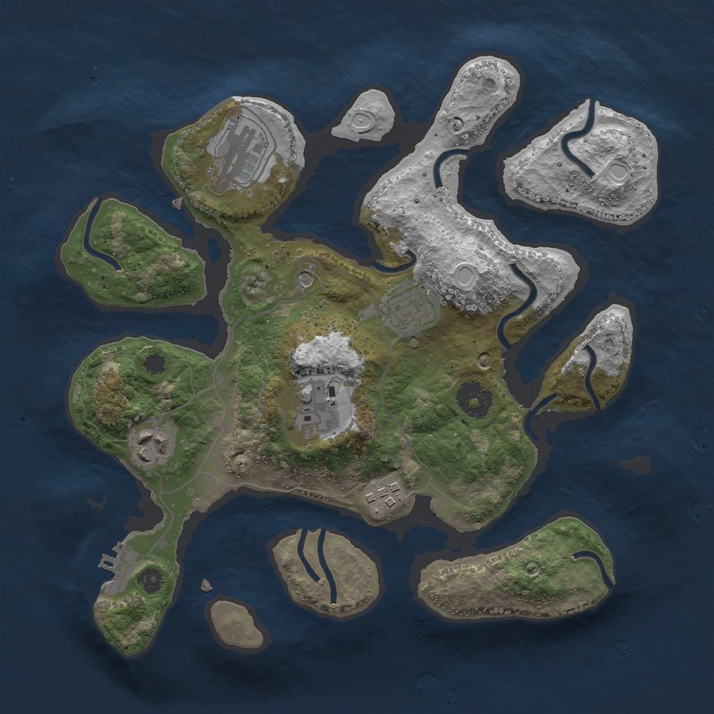 Rust Map: Procedural Map, Size: 3000, Seed: 1540319716, 12 Monuments