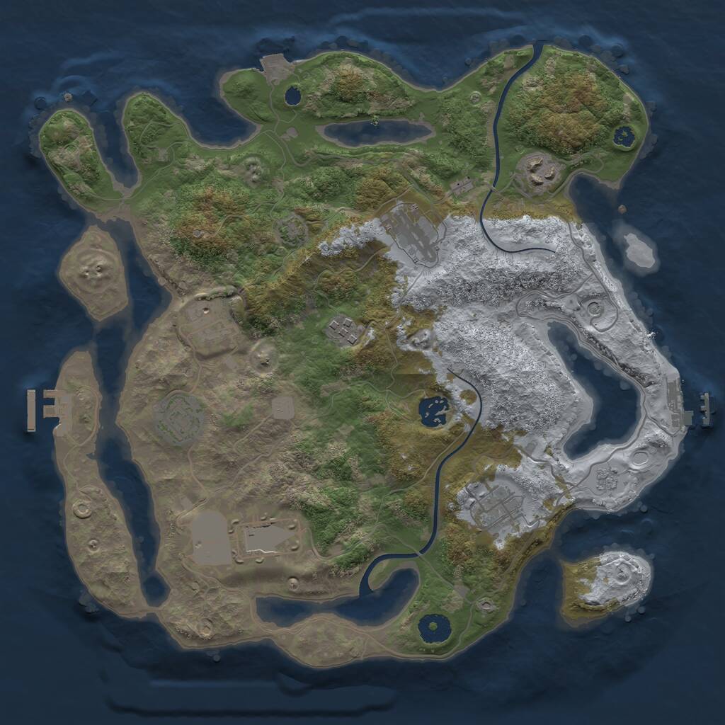 Rust Map: Procedural Map, Size: 3500, Seed: 4999261, 14 Monuments