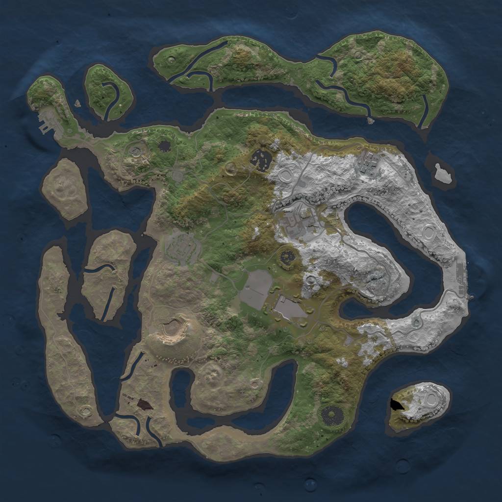 Rust Map: Procedural Map, Size: 3500, Seed: 4999261, 14 Monuments