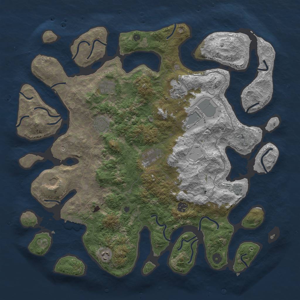 Rust Map: Procedural Map, Size: 4500, Seed: 7575757, 16 Monuments