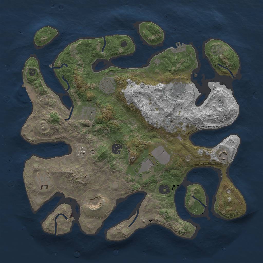 Rust Map: Procedural Map, Size: 3700, Seed: 76456788, 17 Monuments