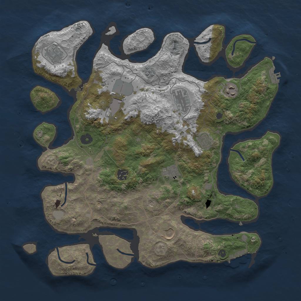 Rust Map: Procedural Map, Size: 4000, Seed: 628, 17 Monuments