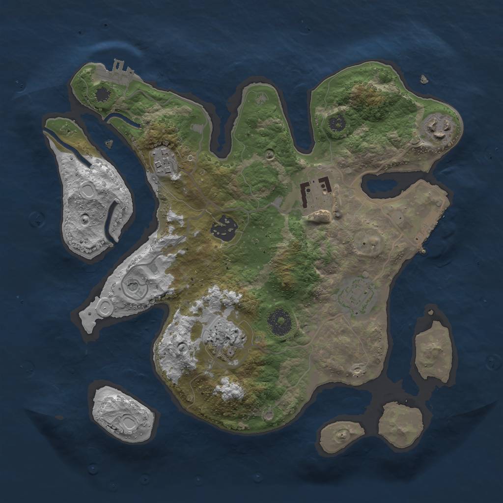 Rust Map: Procedural Map, Size: 3000, Seed: 1814346466, 14 Monuments