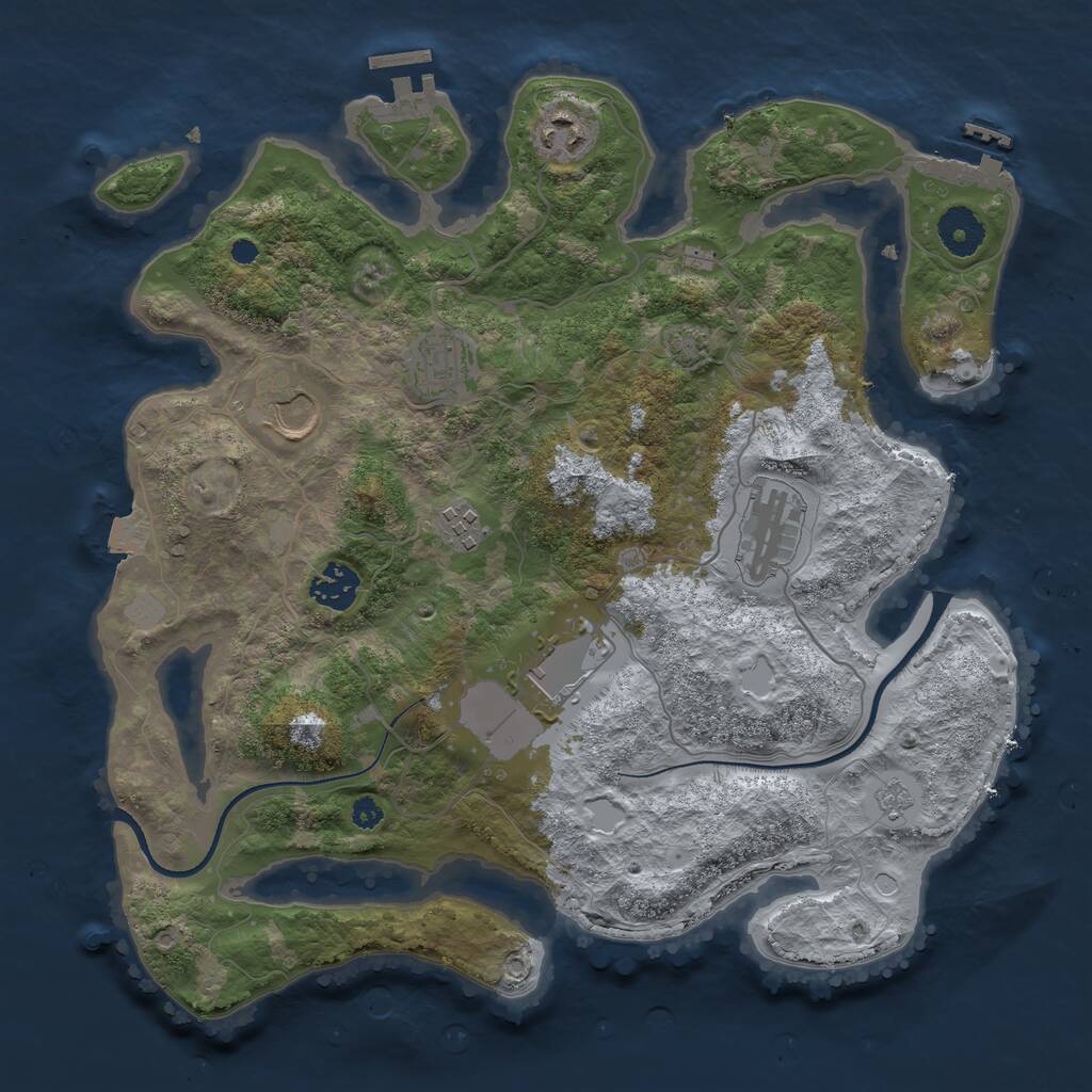 Rust Map: Procedural Map, Size: 3500, Seed: 20210905, 12 Monuments