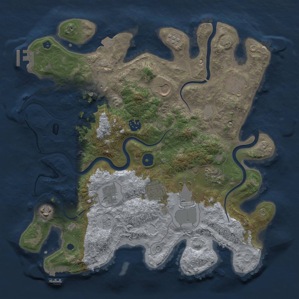 Rust Map: Procedural Map, Size: 3700, Seed: 62616, 16 Monuments