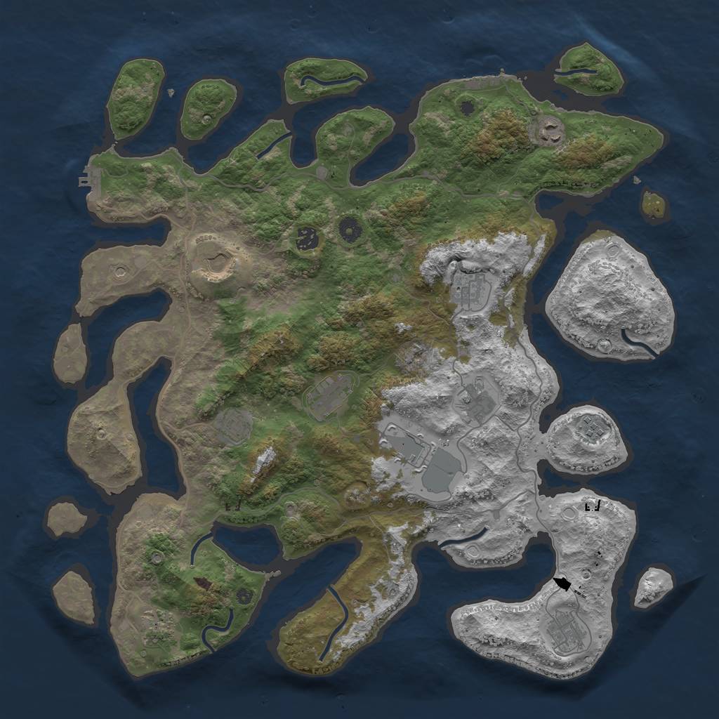 Rust Map: Procedural Map, Size: 4500, Seed: 1821946660, 19 Monuments