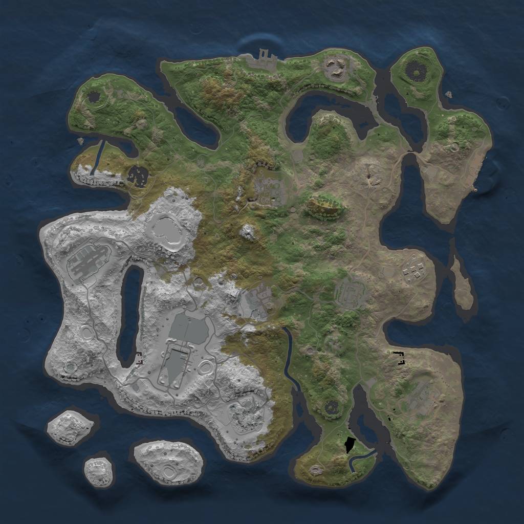 Rust Map: Procedural Map, Size: 3700, Seed: 516277384, 18 Monuments