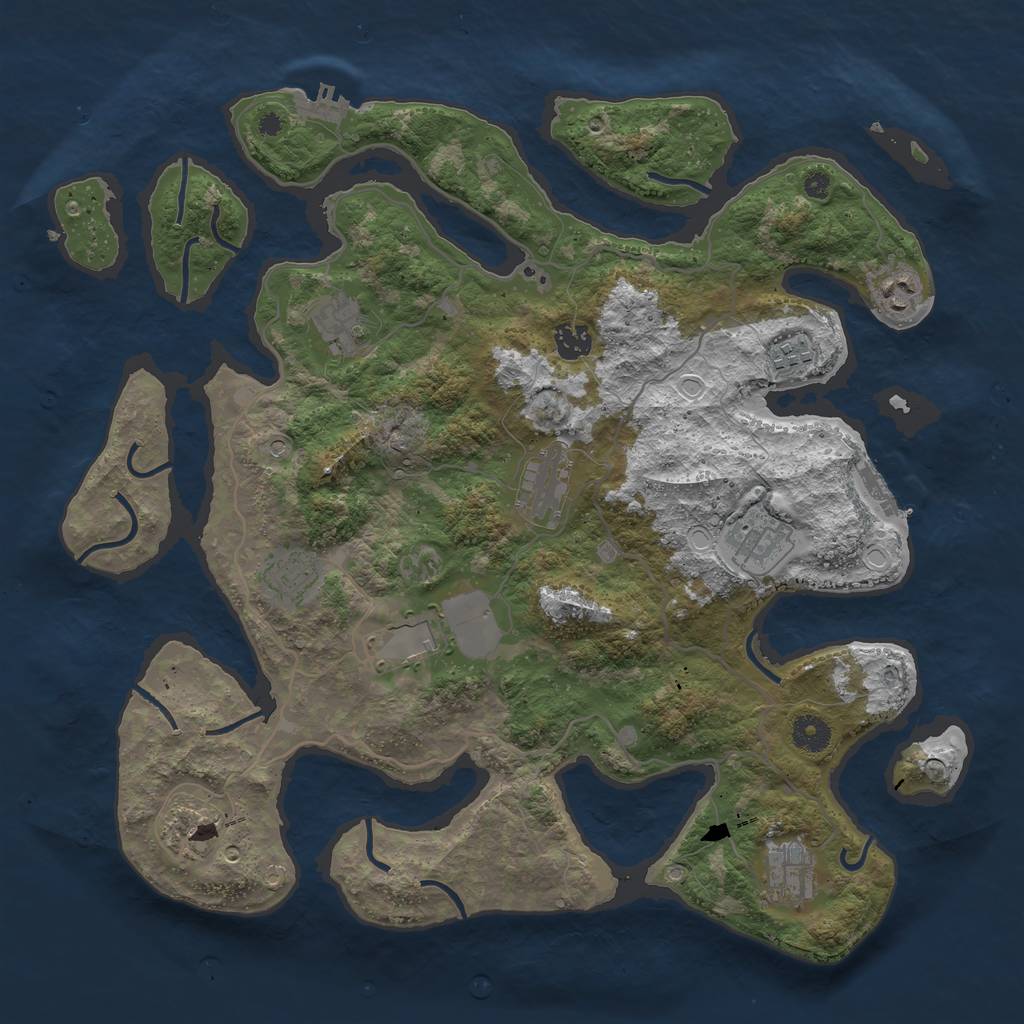 Rust Map: Procedural Map, Size: 4050, Seed: 1338361122, 18 Monuments