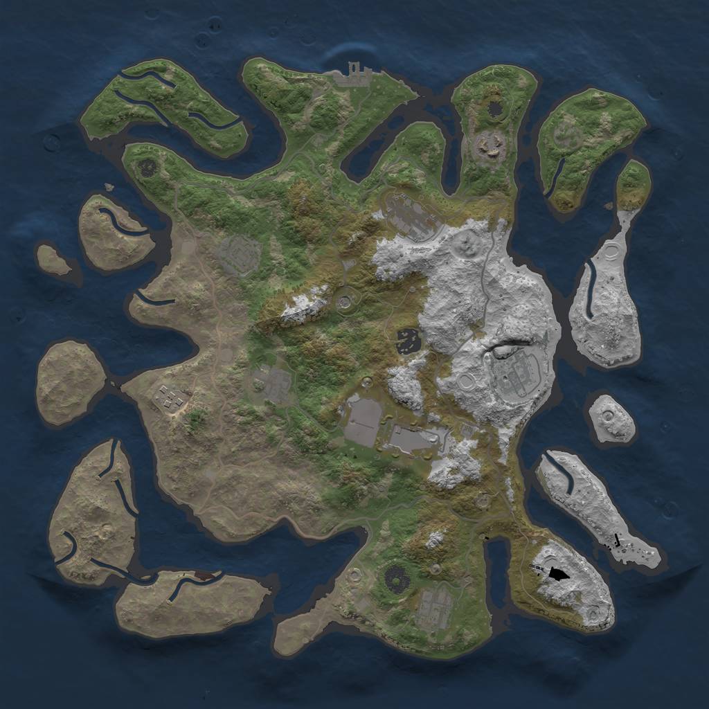 Rust Map: Procedural Map, Size: 4000, Seed: 236510, 16 Monuments