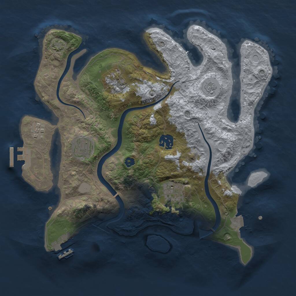 Rust Map: Procedural Map, Size: 3000, Seed: 82173971, 11 Monuments