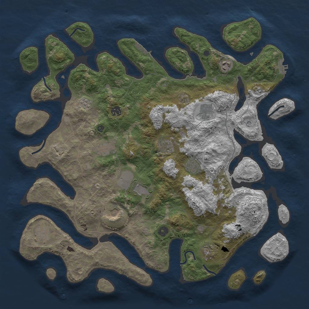 Rust Map: Procedural Map, Size: 4500, Seed: 2005586458, 19 Monuments