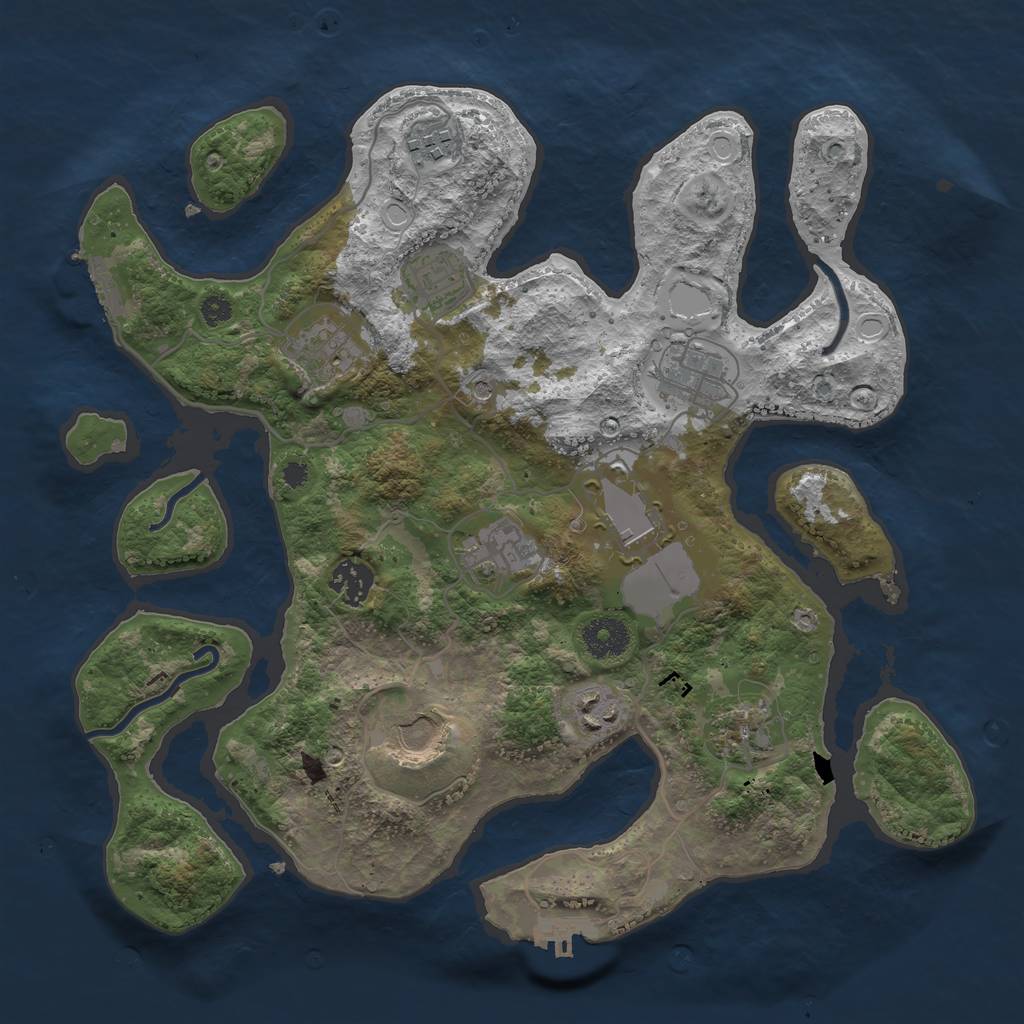 Rust Map: Procedural Map, Size: 3500, Seed: 1543399852, 18 Monuments