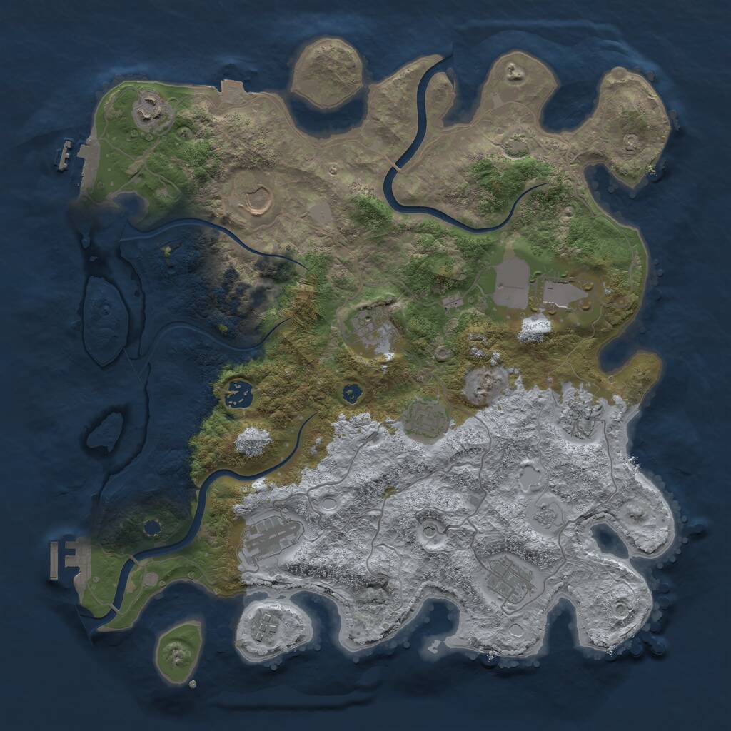 Rust Map: Procedural Map, Size: 3850, Seed: 480958732, 16 Monuments