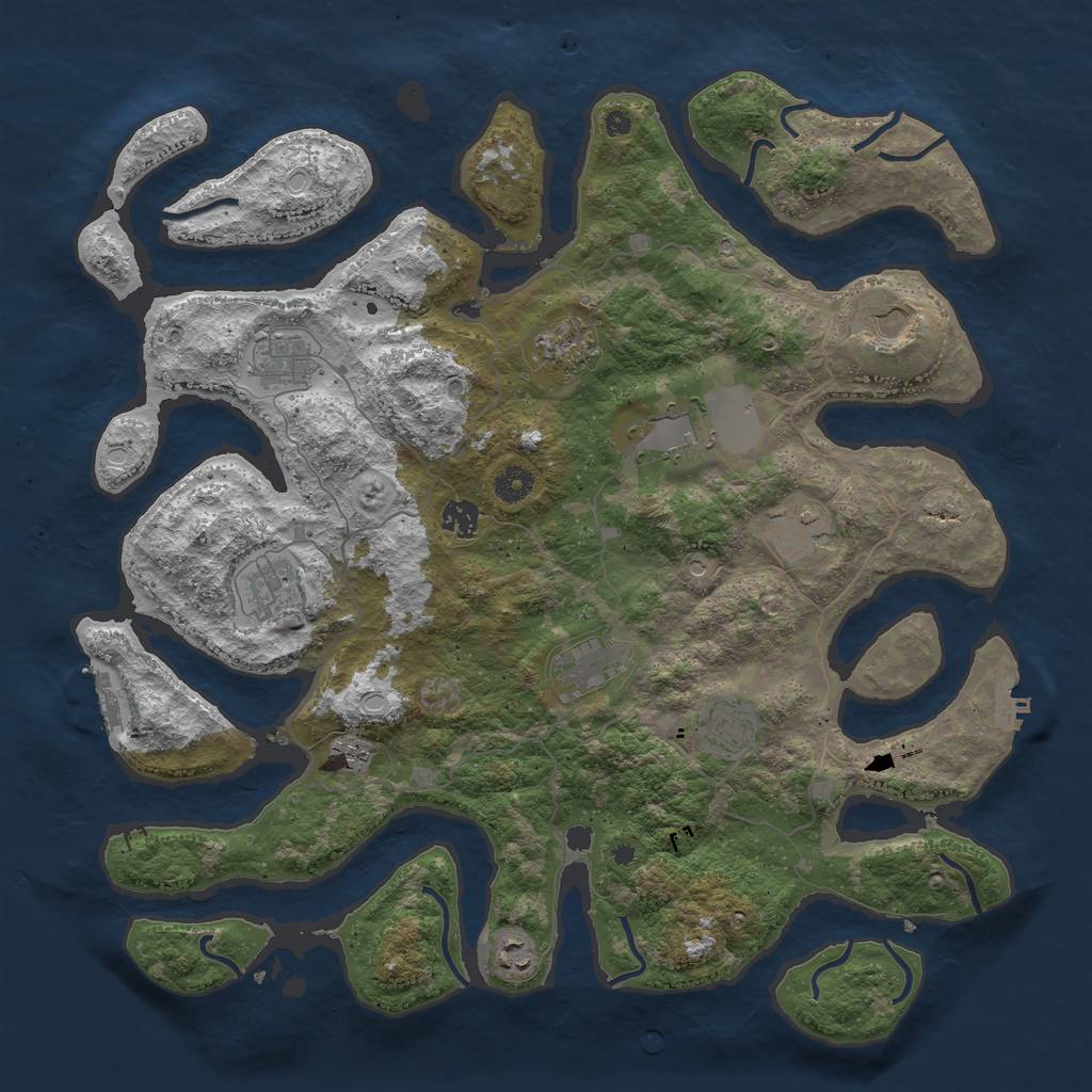 Rust Map: Procedural Map, Size: 4300, Seed: 1115199168, 19 Monuments