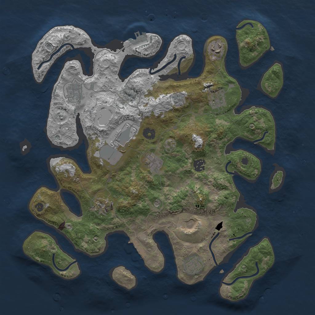 Rust Map: Procedural Map, Size: 3800, Seed: 365897, 18 Monuments