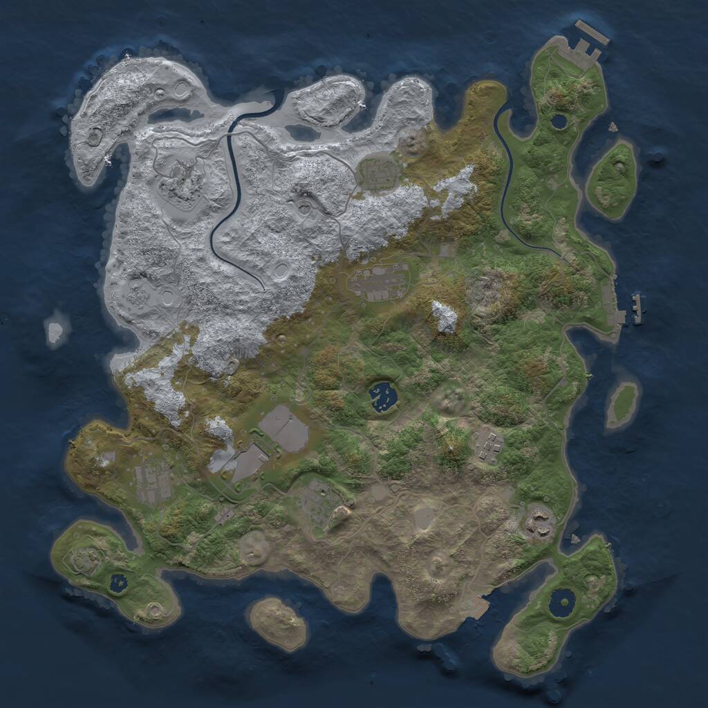 Rust Map: Procedural Map, Size: 3800, Seed: 365897, 15 Monuments