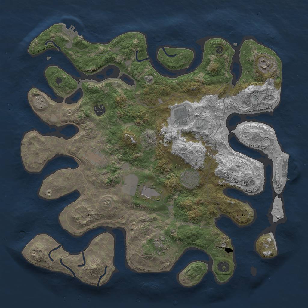 Rust Map: Procedural Map, Size: 4000, Seed: 1759397878, 16 Monuments