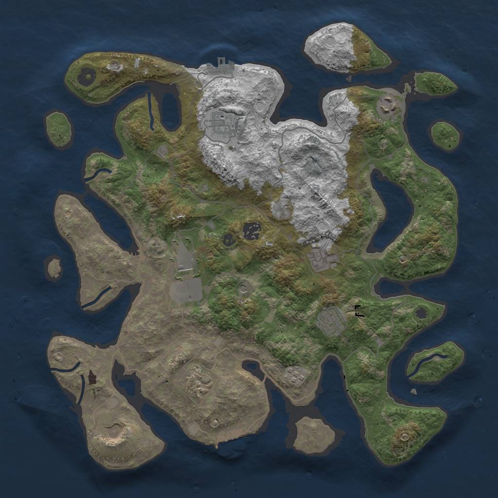 Rust Map: Procedural Map, Size: 4000, Seed: 200808, 17 Monuments