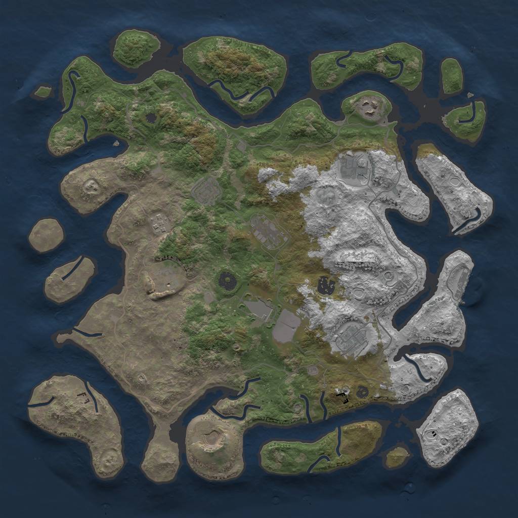 Rust Map: Procedural Map, Size: 4250, Seed: 654, 17 Monuments