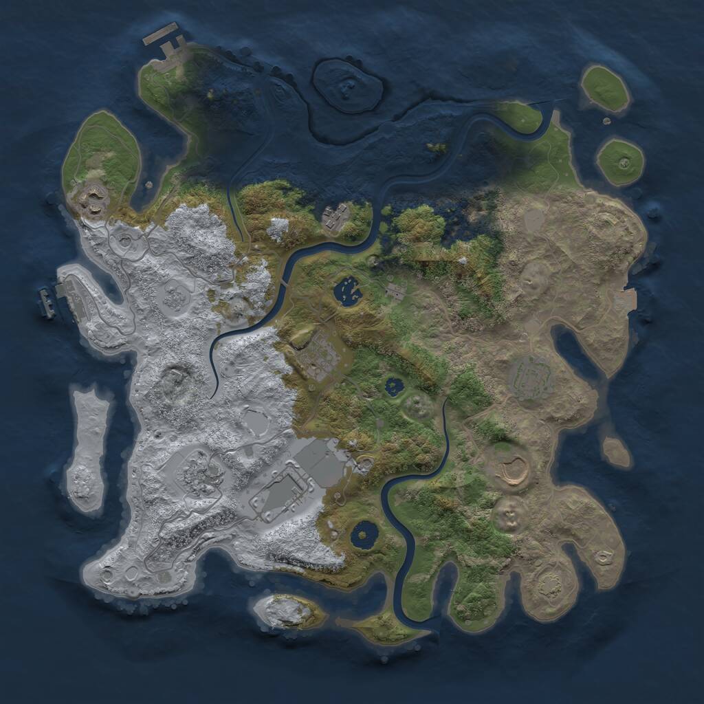 Rust Map: Procedural Map, Size: 3800, Seed: 385554834, 14 Monuments