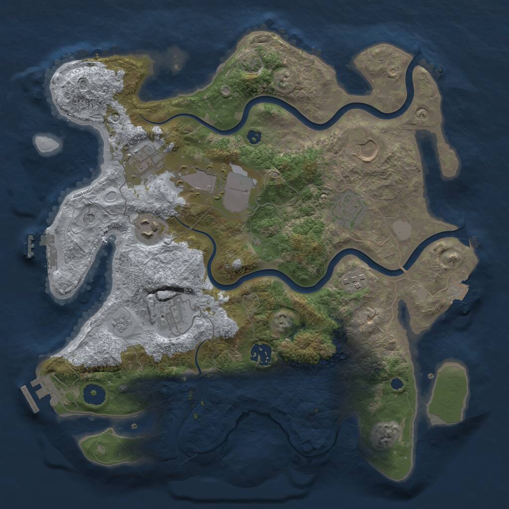 Rust Map: Procedural Map, Size: 3500, Seed: 14335, 14 Monuments