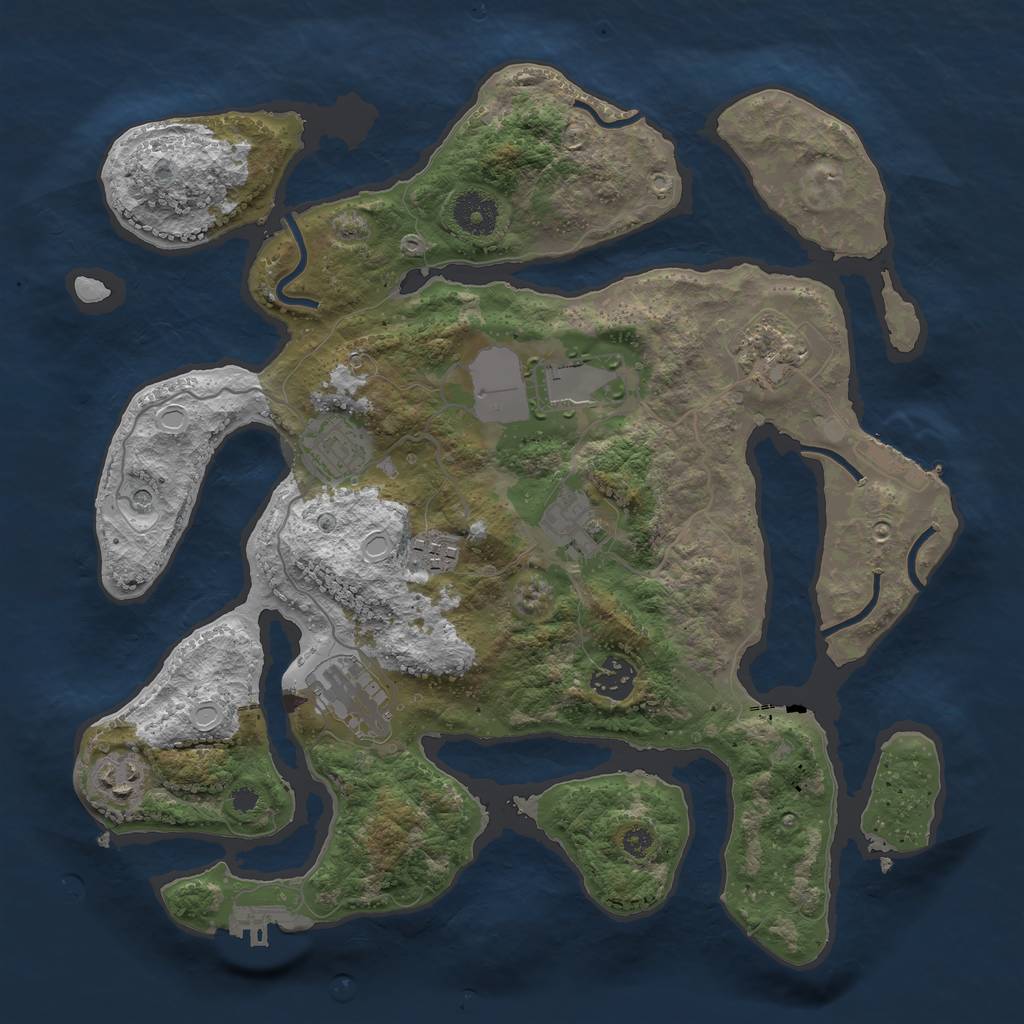 Rust Map: Procedural Map, Size: 3500, Seed: 14335, 16 Monuments