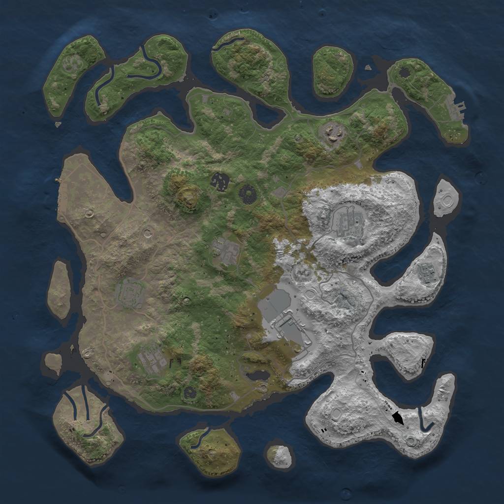 Rust Map: Procedural Map, Size: 4000, Seed: 356552, 16 Monuments