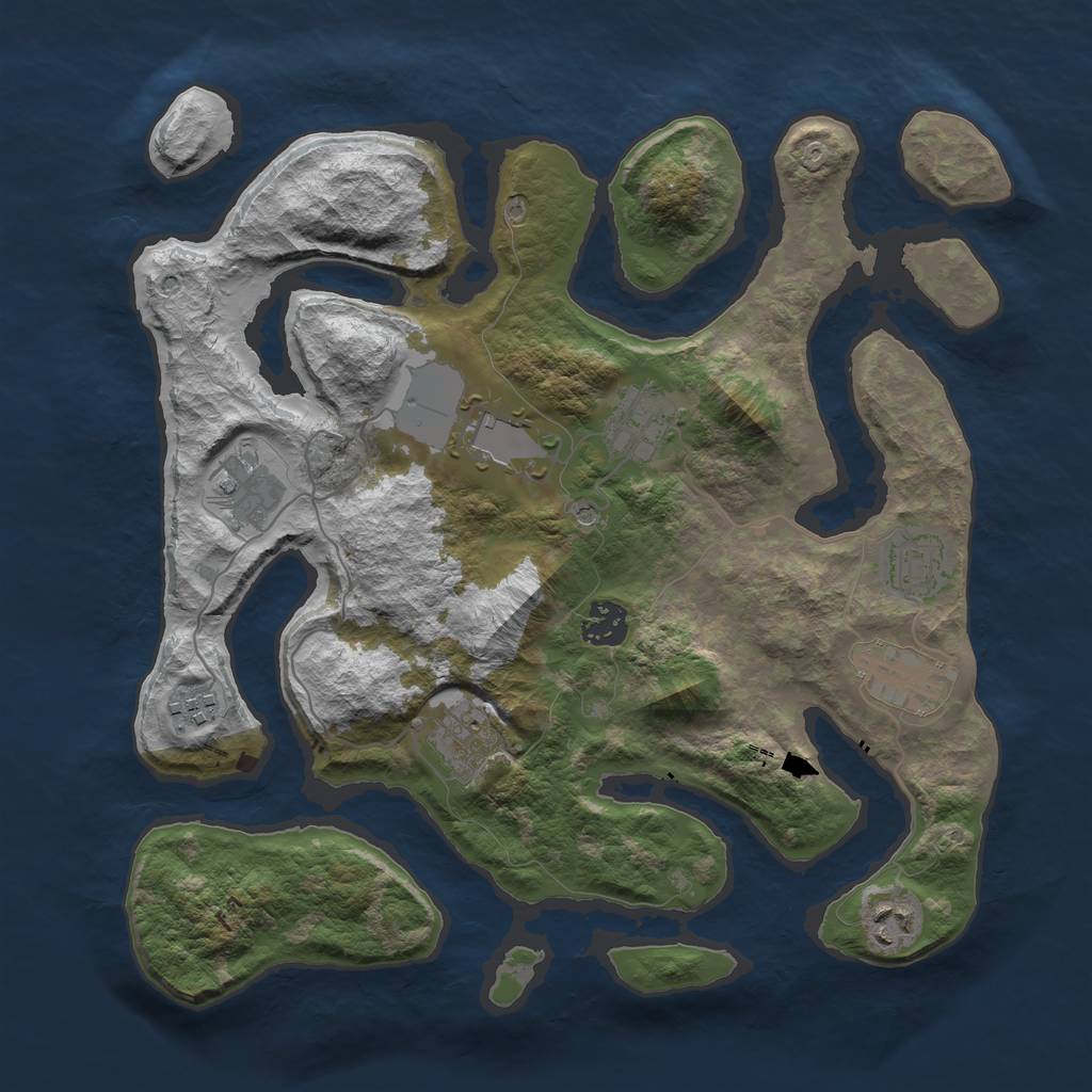 Rust Map: Barren, Size: 3500, Seed: 4332432, 12 Monuments