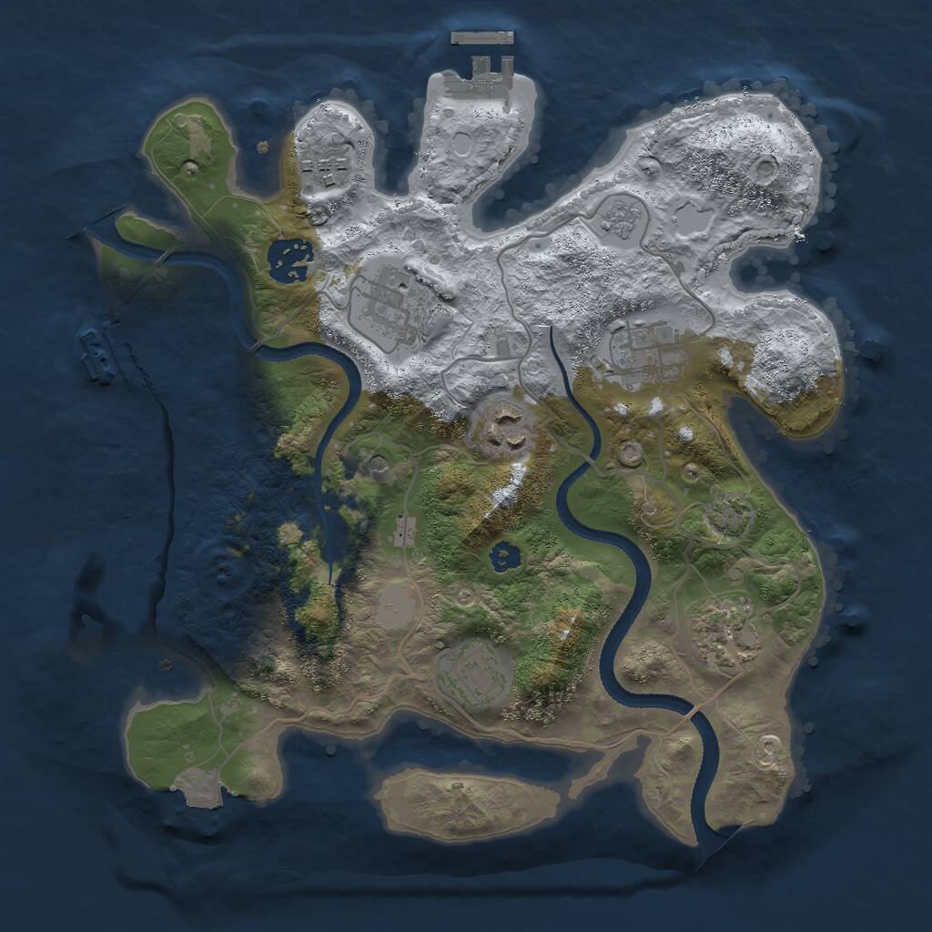 Rust Map: Procedural Map, Size: 3000, Seed: 907293744, 13 Monuments