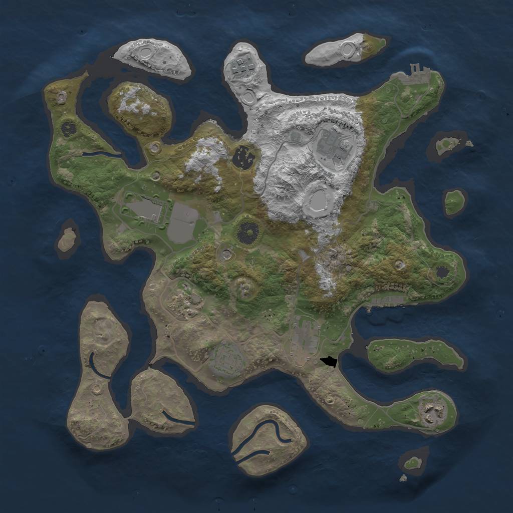 Rust Map: Procedural Map, Size: 3500, Seed: 1254082210, 16 Monuments