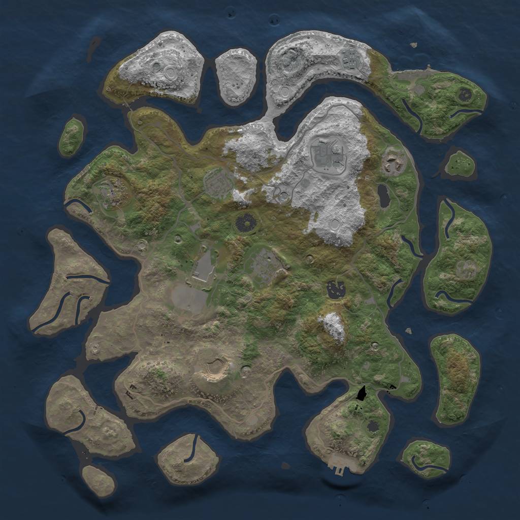 Rust Map: Procedural Map, Size: 4000, Seed: 638538811, 17 Monuments