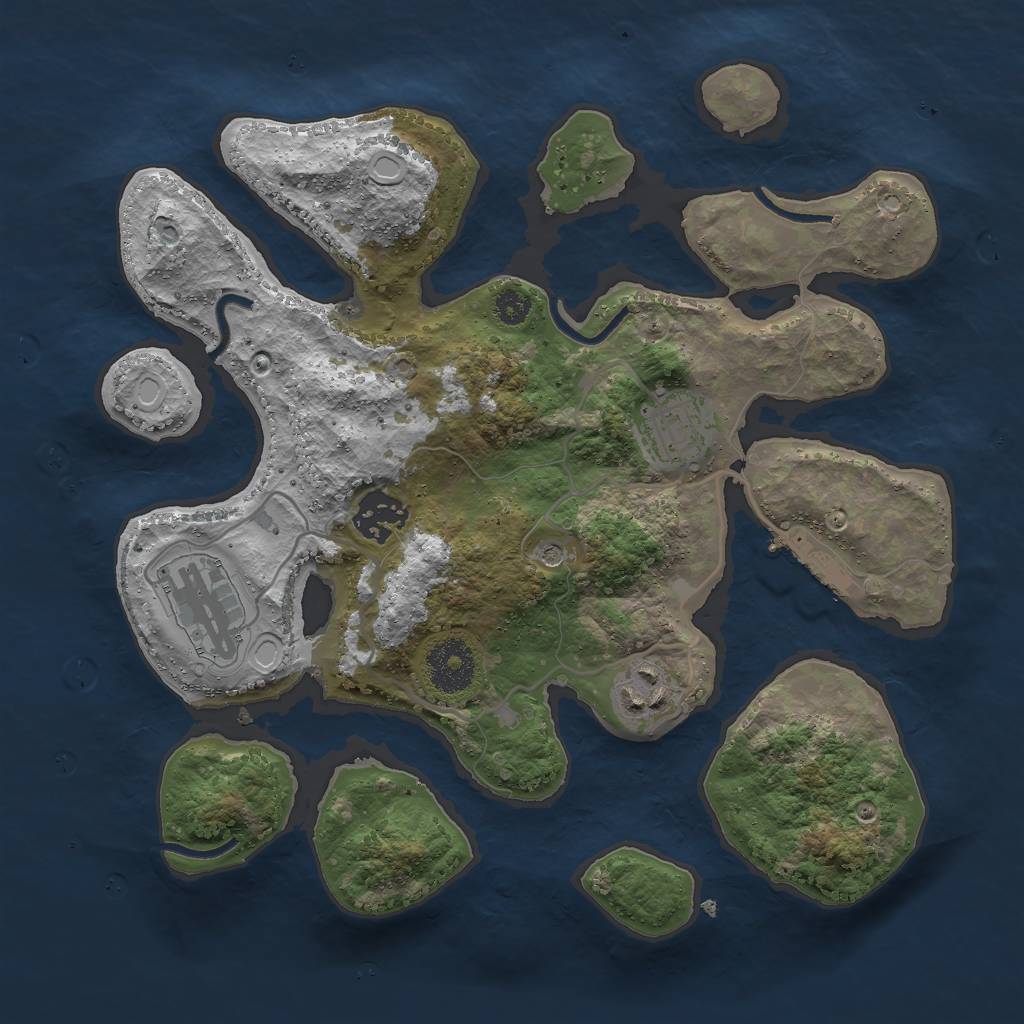 Rust Map: Procedural Map, Size: 3000, Seed: 1041910593, 11 Monuments