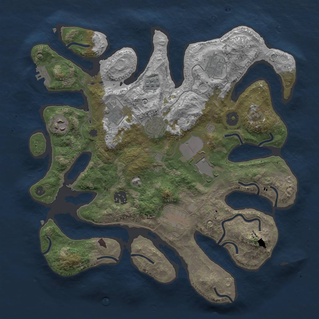 Rust Map: Procedural Map, Size: 3500, Seed: 1691461001, 14 Monuments