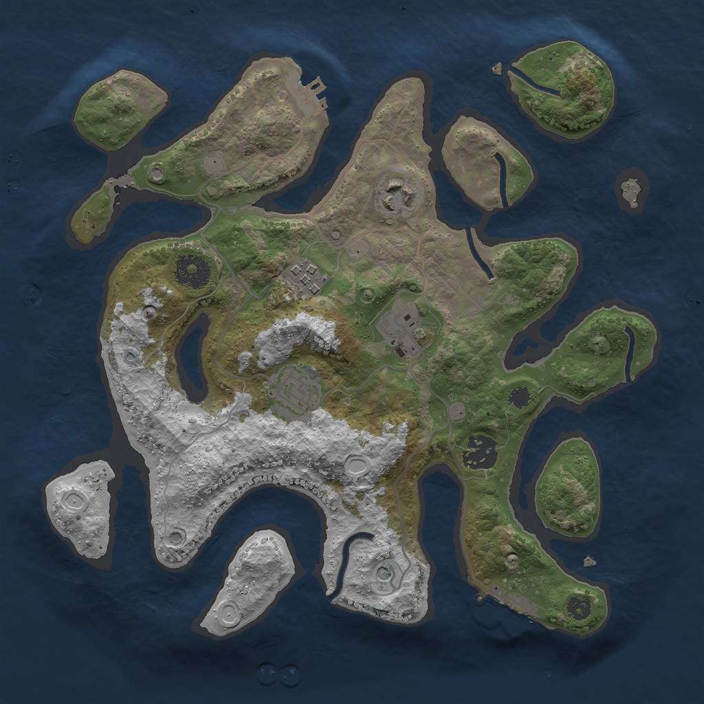 Rust Map: Procedural Map, Size: 3000, Seed: 42242140, 13 Monuments