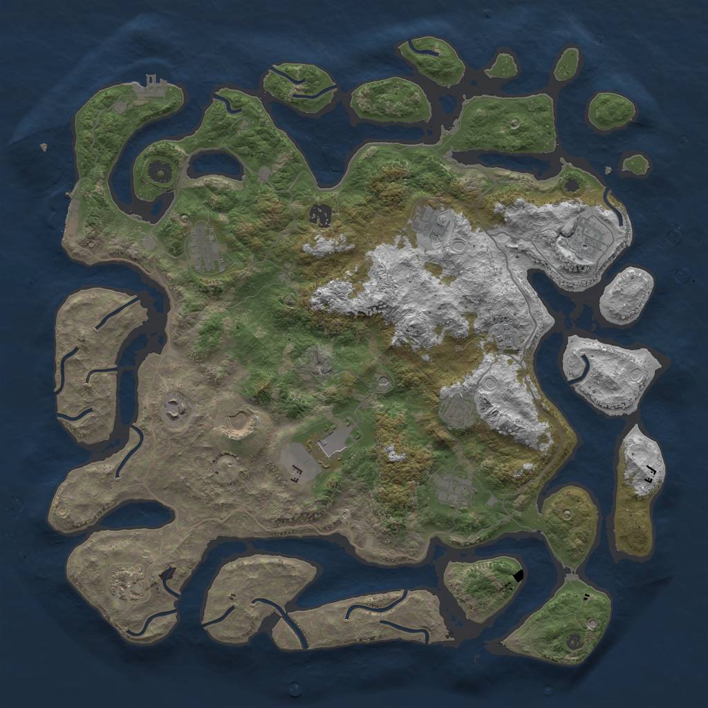 Rust Map: Procedural Map, Size: 4500, Seed: 591356741, 19 Monuments