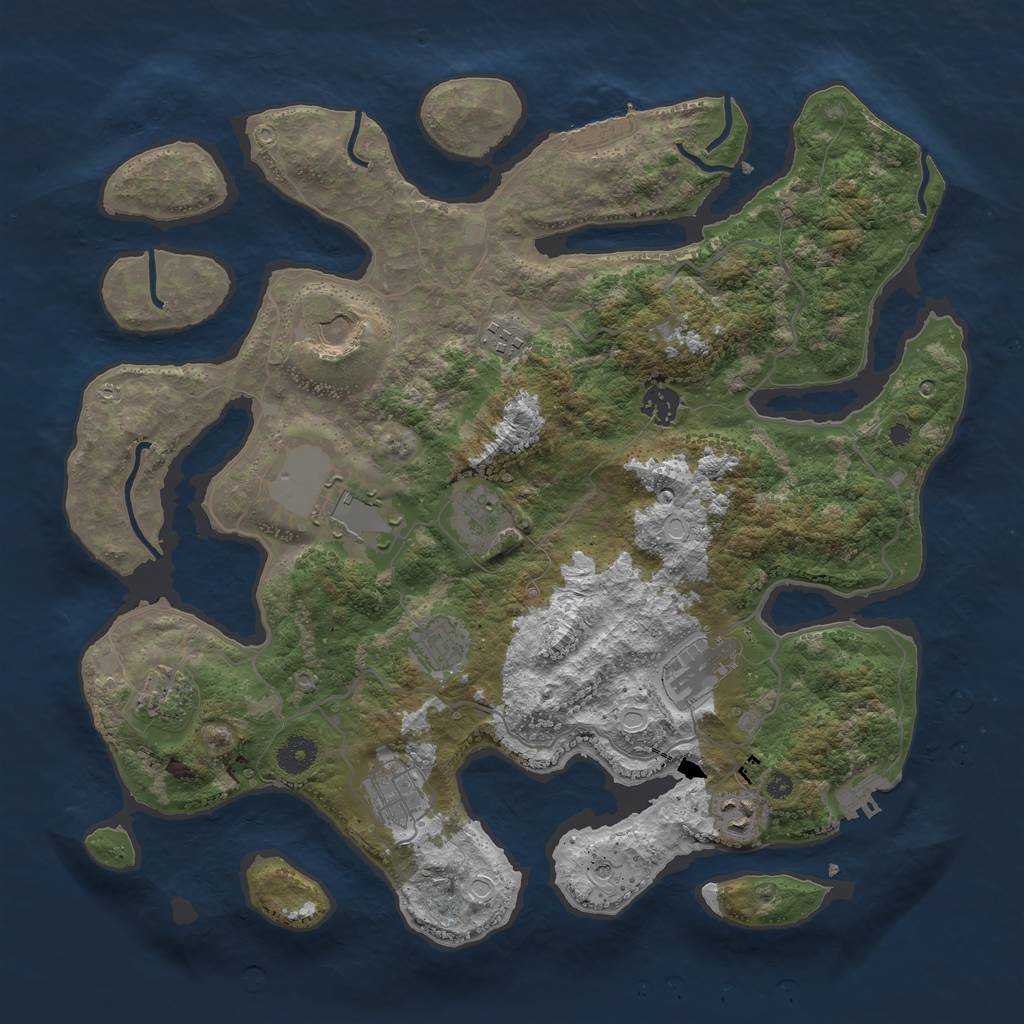 Rust Map: Procedural Map, Size: 4000, Seed: 833662, 18 Monuments