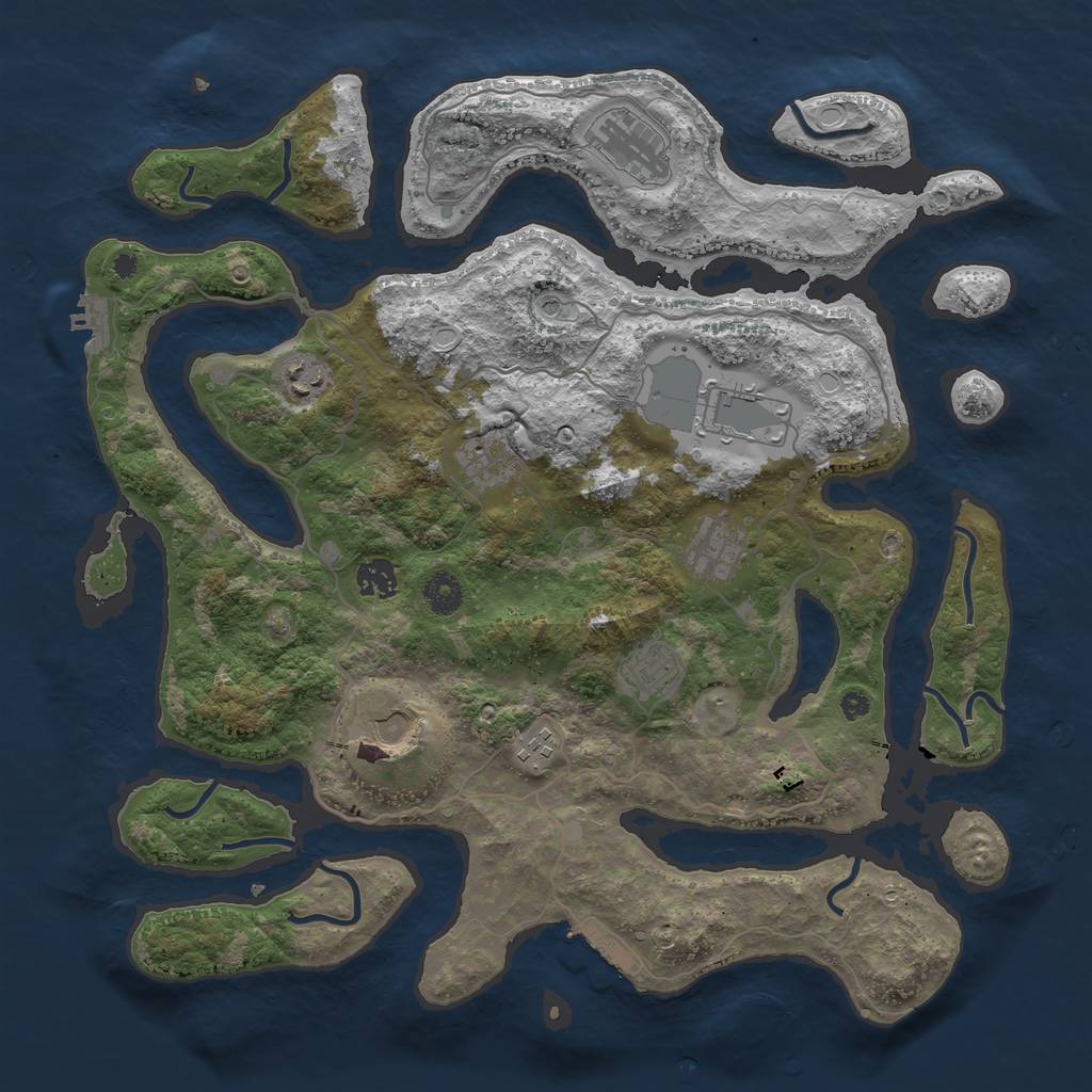 Rust Map: Procedural Map, Size: 4000, Seed: 953593, 17 Monuments