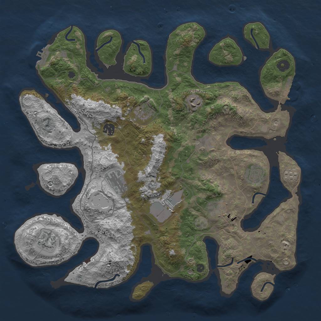 Rust Map: Procedural Map, Size: 4000, Seed: 242529, 18 Monuments