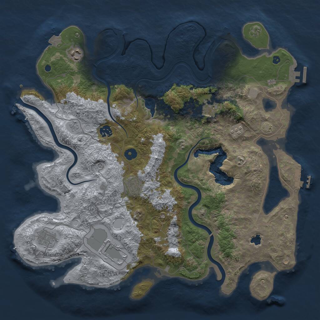 Rust Map: Procedural Map, Size: 4000, Seed: 242529, 14 Monuments