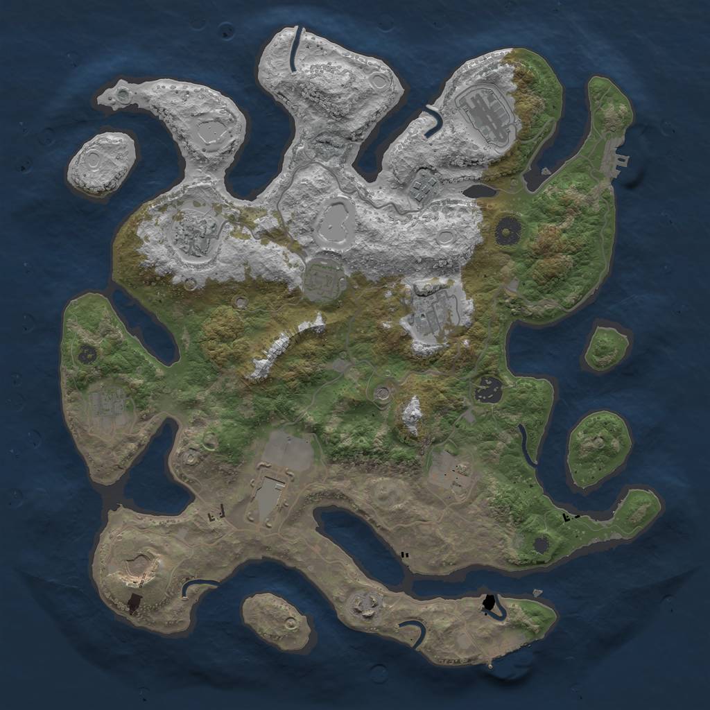 Rust Map: Procedural Map, Size: 3850, Seed: 471377291, 19 Monuments