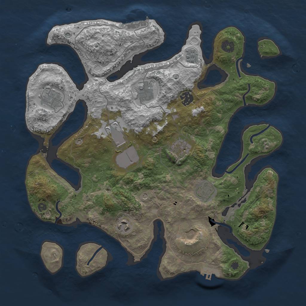 Rust Map: Procedural Map, Size: 3500, Seed: 1730802947, 17 Monuments