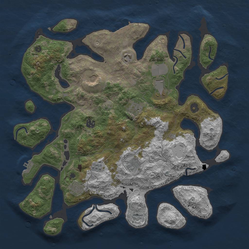 Rust Map: Procedural Map, Size: 4000, Seed: 865031, 16 Monuments