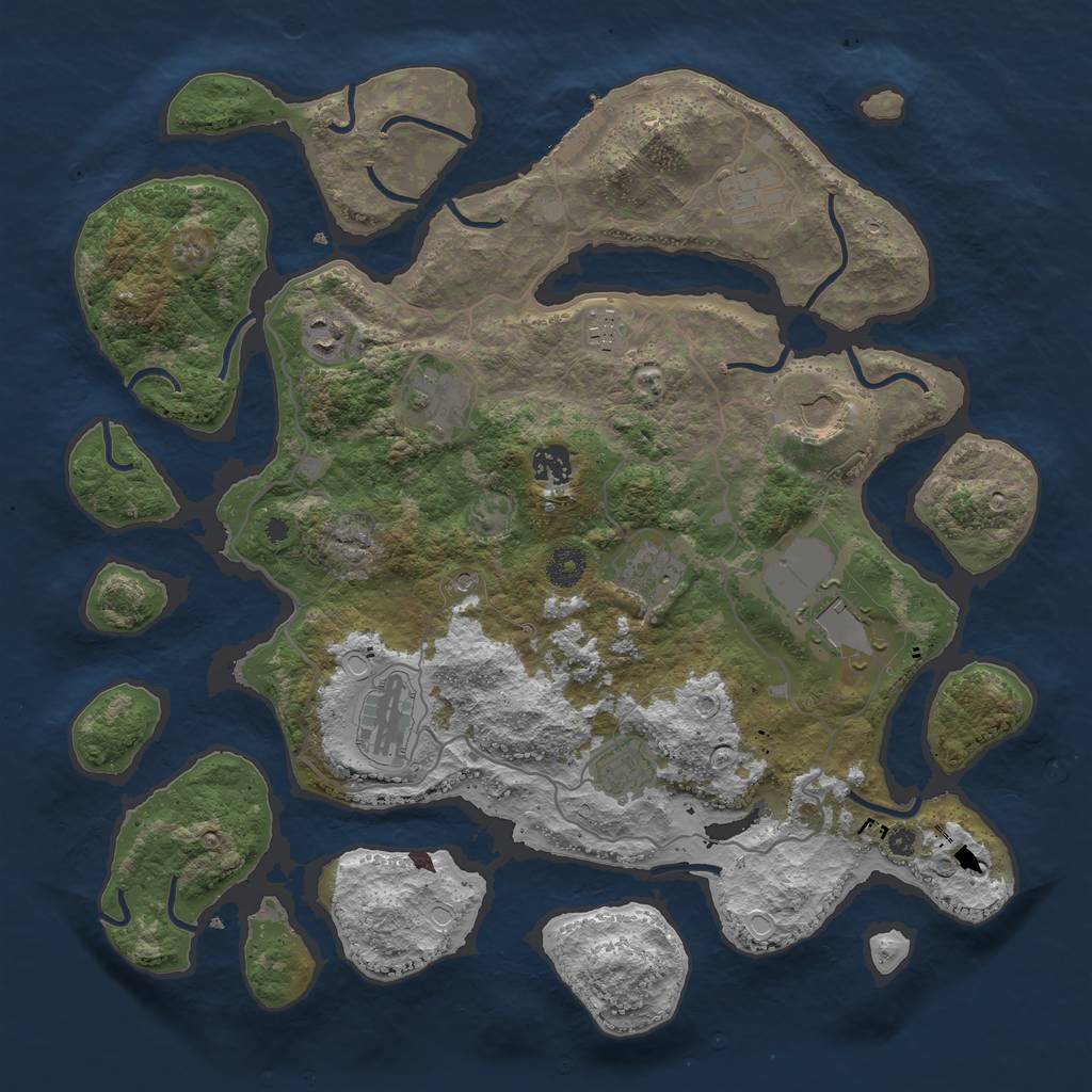 Rust Map: Procedural Map, Size: 4000, Seed: 937751, 17 Monuments