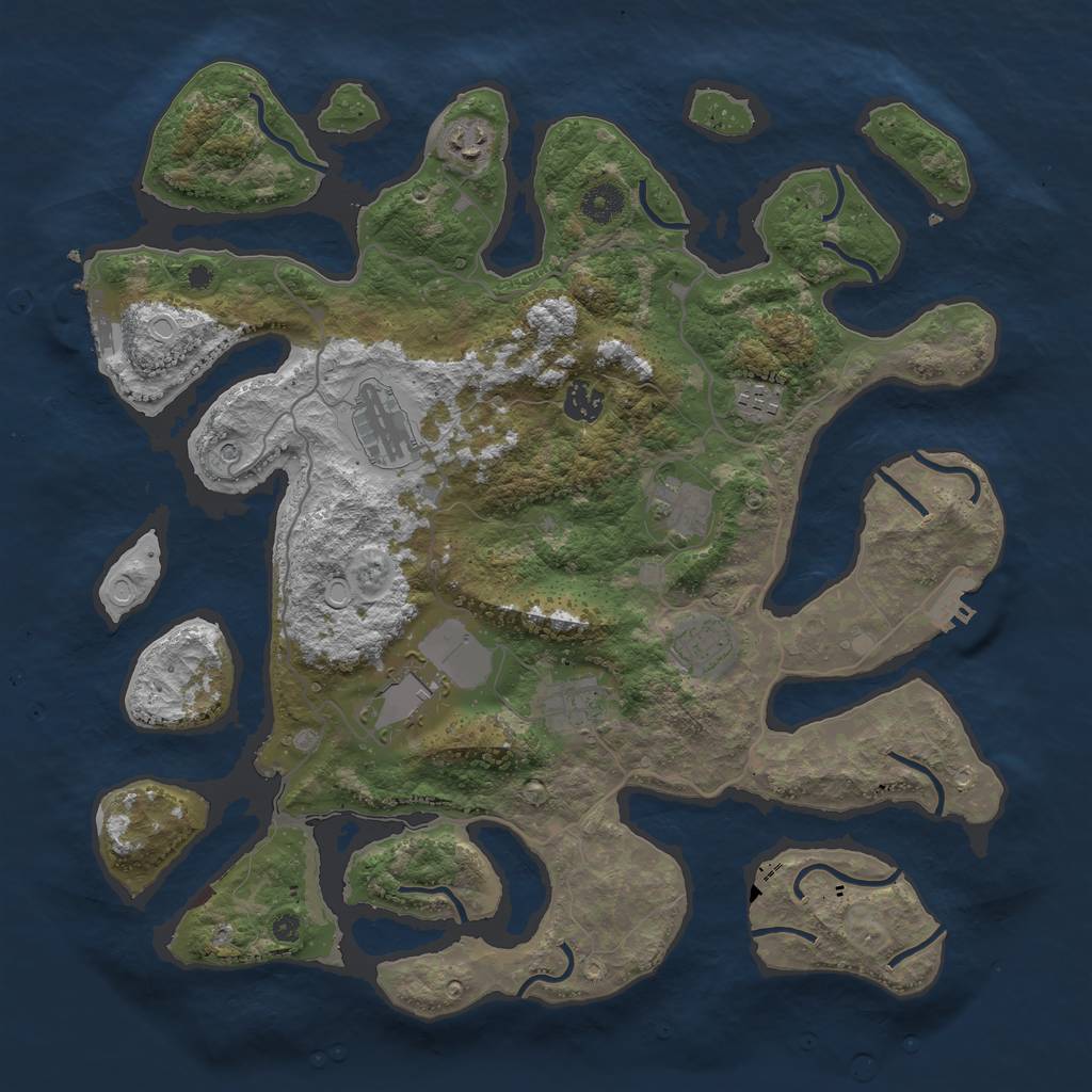 Rust Map: Procedural Map, Size: 4000, Seed: 242017, 16 Monuments