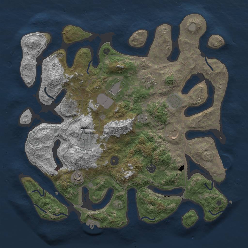 Rust Map: Procedural Map, Size: 4000, Seed: 955757, 16 Monuments